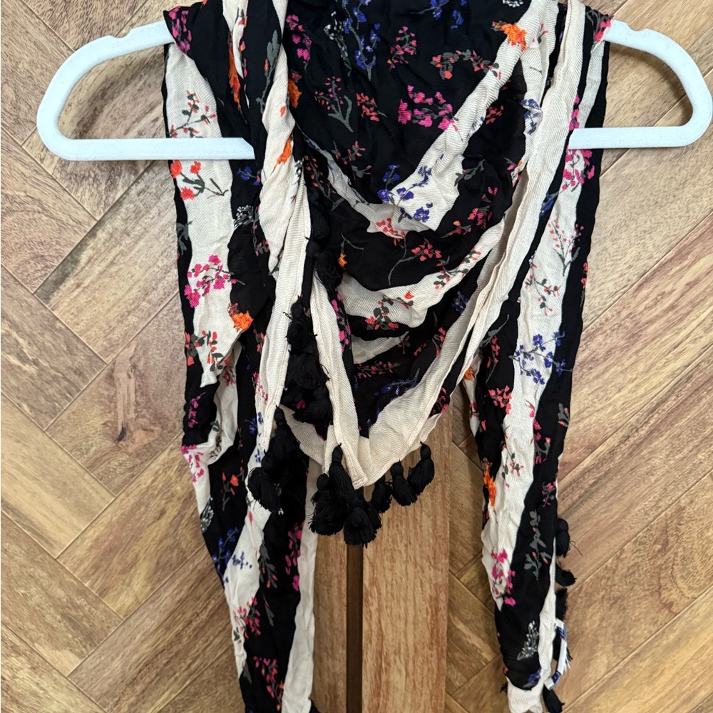 Rebecca Minkoff Black and Cream Floral Scarf
